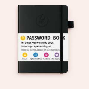 Alfabetiske Password Notebok - Vinrød, Rosaguld, Lilla, Præcis Opbevaring